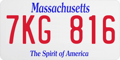MA license plate 7KG816