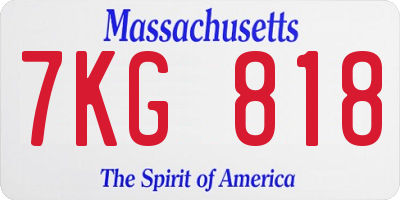 MA license plate 7KG818