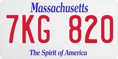 MA license plate 7KG820