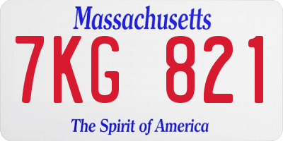 MA license plate 7KG821