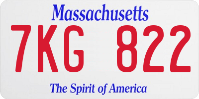 MA license plate 7KG822