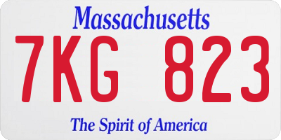 MA license plate 7KG823