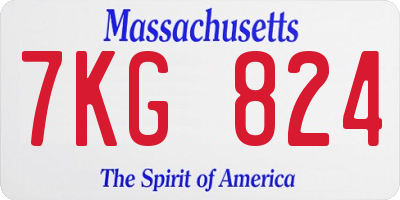 MA license plate 7KG824