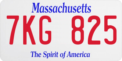 MA license plate 7KG825
