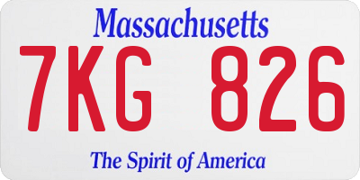 MA license plate 7KG826