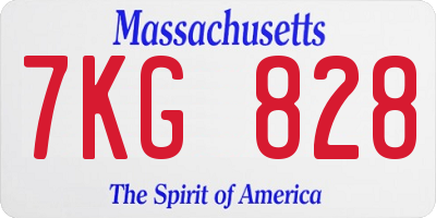 MA license plate 7KG828