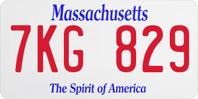 MA license plate 7KG829