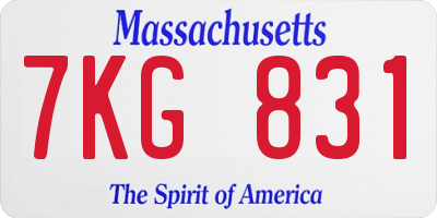 MA license plate 7KG831