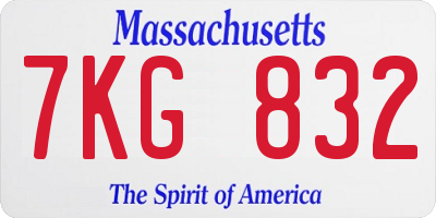 MA license plate 7KG832