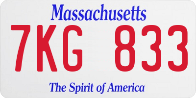 MA license plate 7KG833