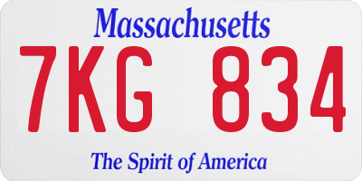 MA license plate 7KG834