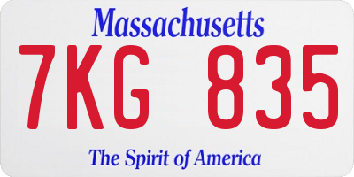 MA license plate 7KG835