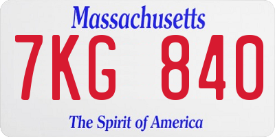 MA license plate 7KG840