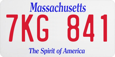 MA license plate 7KG841