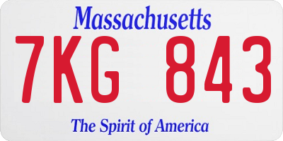 MA license plate 7KG843