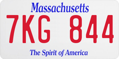 MA license plate 7KG844