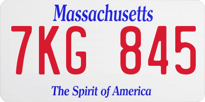 MA license plate 7KG845
