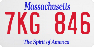 MA license plate 7KG846