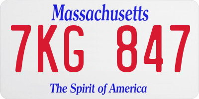 MA license plate 7KG847