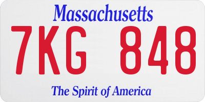 MA license plate 7KG848