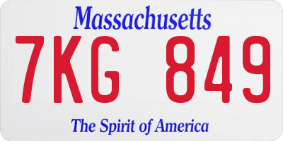 MA license plate 7KG849