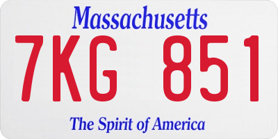 MA license plate 7KG851