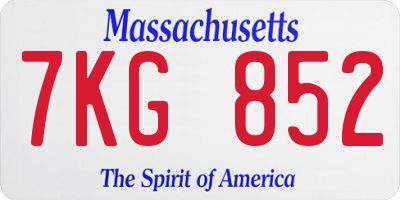MA license plate 7KG852