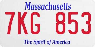 MA license plate 7KG853