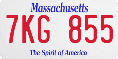 MA license plate 7KG855