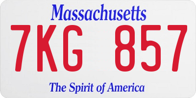 MA license plate 7KG857
