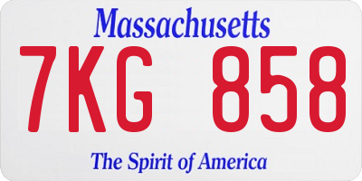 MA license plate 7KG858