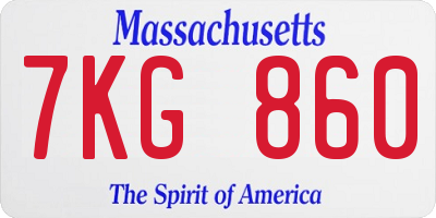 MA license plate 7KG860