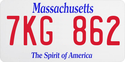 MA license plate 7KG862