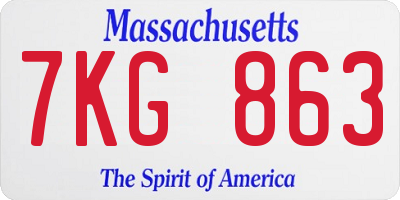 MA license plate 7KG863