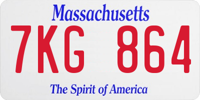 MA license plate 7KG864