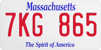 MA license plate 7KG865