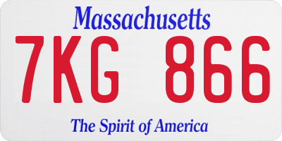 MA license plate 7KG866
