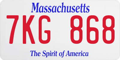 MA license plate 7KG868