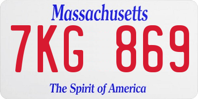 MA license plate 7KG869