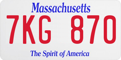 MA license plate 7KG870