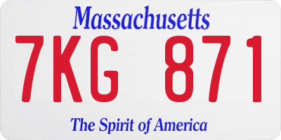 MA license plate 7KG871