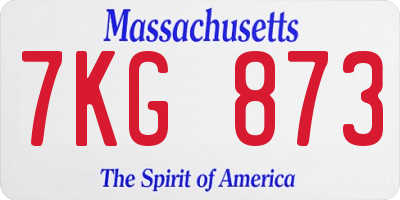 MA license plate 7KG873