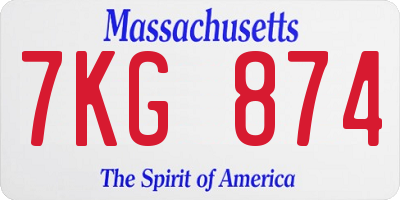 MA license plate 7KG874