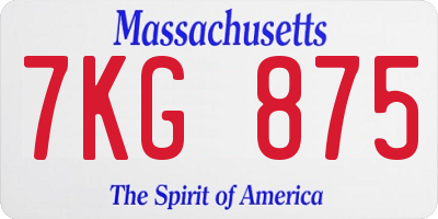 MA license plate 7KG875