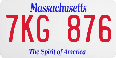 MA license plate 7KG876