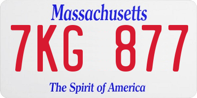 MA license plate 7KG877