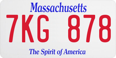 MA license plate 7KG878
