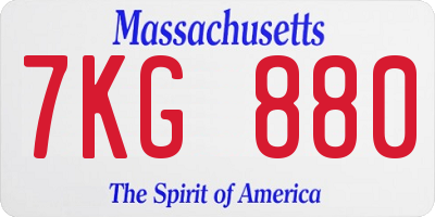 MA license plate 7KG880