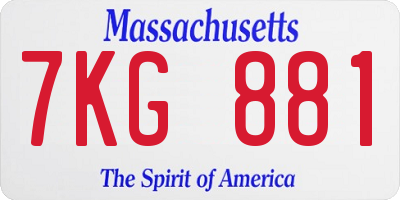 MA license plate 7KG881