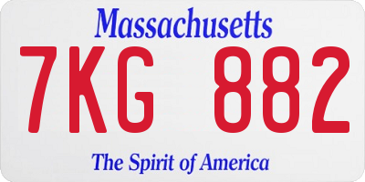 MA license plate 7KG882
